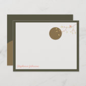 ネスティングバードとファミリーベビーお礼ノートカード 招待状 (正面/裏面)