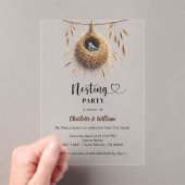 ネスティングバードネストボーホベイビーシャワー澄ん アクリル招待状 (インサイチュ (ポータブル))