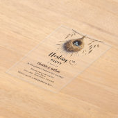 ネスティングバードネストボーホベイビーシャワー澄ん アクリル招待状 (レイダウン)