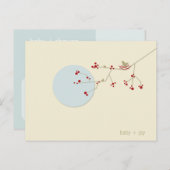 ネスティングバードファミリーツリーお洒落赤ちゃんシャワー インビテーションポストカード (正面/裏面)