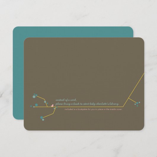 ネスティングバードファミリーツリーシンプルシック赤ちゃんシャワー エンクロージャーカード (正面/裏面)