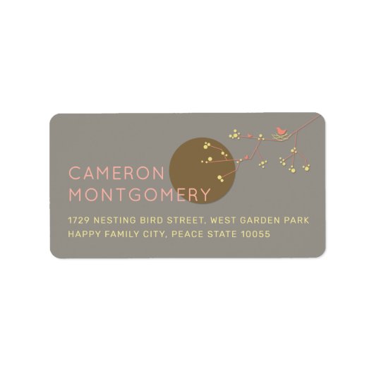 ネスティングバードファミリーベビーシャワー住所 シール (正面)