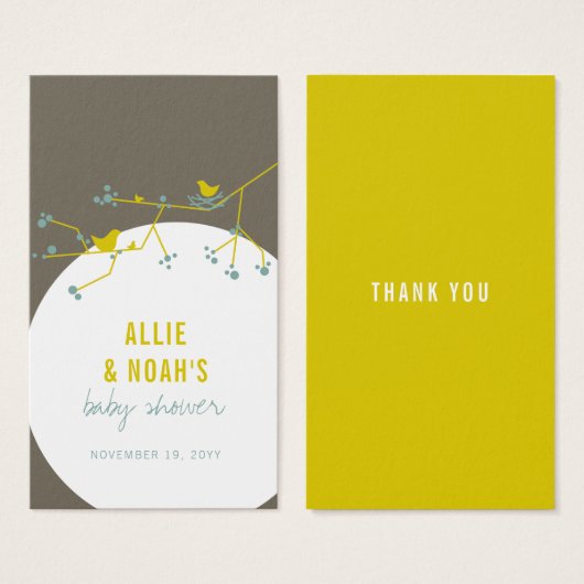 ネスティングバードファミリーベビーシャワーDIYお気に入りギフトラベル (正面&裏面)