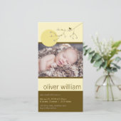ネスティングバードファミリーボーイまたは女の子ベビー写真誕生 案内状 (スタンド正面)