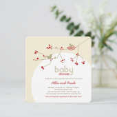 ネスティングバード家族の木カップル赤ちゃんシャワー 招待状 (スタンド正面)
