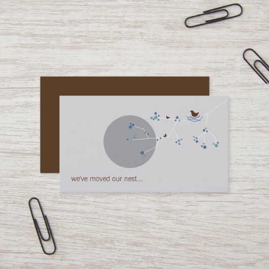 ネスティングバード+ファミリーブルーカスタム新しいホームアドレス 名刺 (正面/裏面インサイチュ)