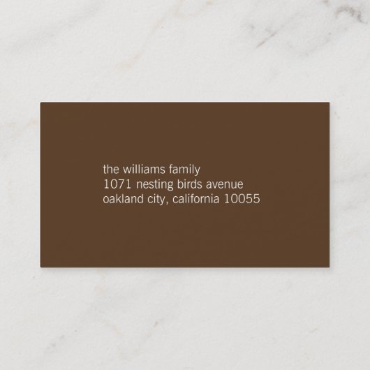 ネスティングバード+ファミリーブルーカスタム新しいホームアドレス 名刺 (裏面)