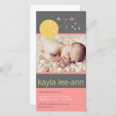 ネスティングバード&ファミリーベビーガール誕生のお知らせ 案内状 (正面/裏面)