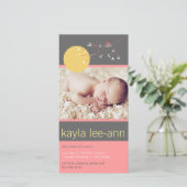 ネスティングバード&ファミリーベビーガール誕生のお知らせ 案内状 (スタンド正面)