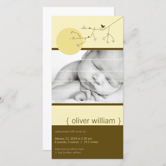 ネスティングバード&ファミリー男の赤ちゃん誕生のお知らせ 案内状 (正面/裏面)