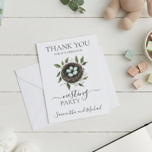 ネスティングパーティー ベビーシャワー 鳥の巣 サンキューカード
