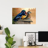 ネスティングボックスの絵画木のアヒル2 - ポスター (ホームオフィス)