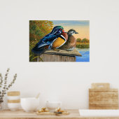 ネスティングボックス上の木絵を描のアヒル –  ポスター (キッチン)