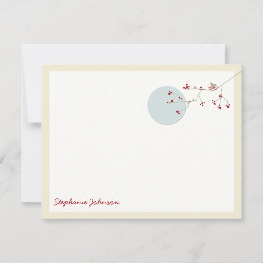 ネスティング鳥および家族のベビーはメッセージカード感謝していしています ノートカード (正面)