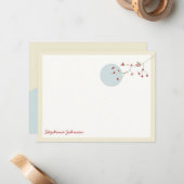 ネスティング鳥および家族のベビーはメッセージカード感謝していしています ノートカード (正面/裏面インサイチュ)