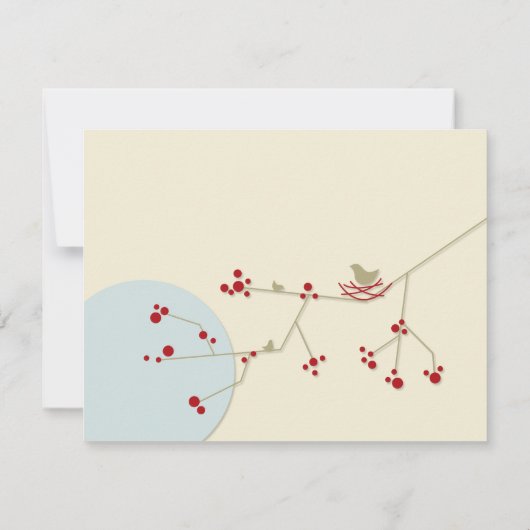 ネスティング鳥および家族のベビーはメッセージカード感謝していしています ノートカード (裏面)