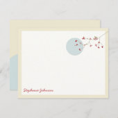 ネスティング鳥および家族のベビーはメッセージカード感謝していしています ノートカード (正面/裏面)