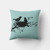 ネスティング鳥のシルエットの枕 クッション (裏面)