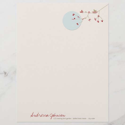 ネスティング鳥家族のベビーシャワーレターヘッド レターヘッド (正面)