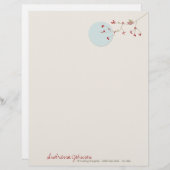 ネスティング鳥家族のベビーシャワーレターヘッド レターヘッド (正面/裏面)