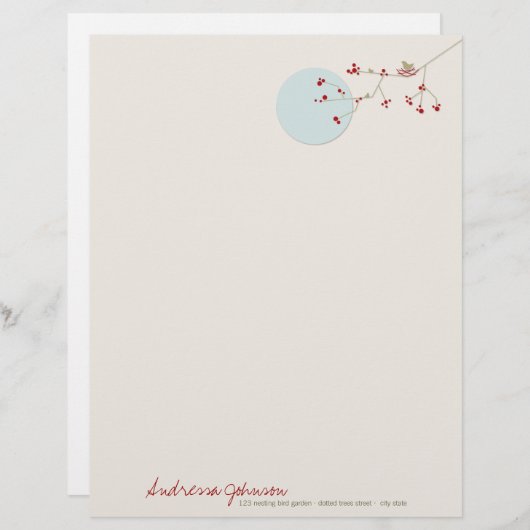 ネスティング鳥家族のベビーシャワーレターヘッド レターヘッド (正面/裏面)