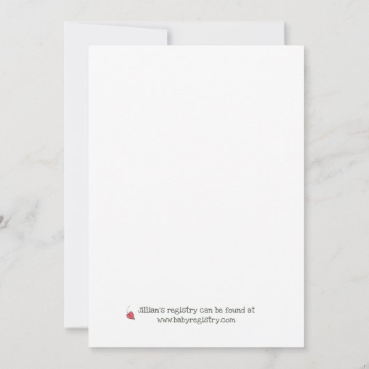 ネストウォーターカラーの木の赤お洒落ちゃんシャワー 招待状 (裏面)