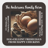 ネストカカスタムートンラベルの写真テンプレート卵 スクエアシール (正面)