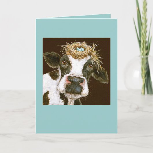 ネストハットカード付き牛 カード (正面)