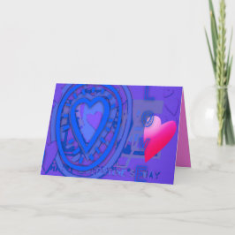 ネストハートバレンタインデイブルー調和カード シーズンカード