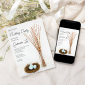 ネスト素朴パーティーブルーエッグベビーシャワー 招待状