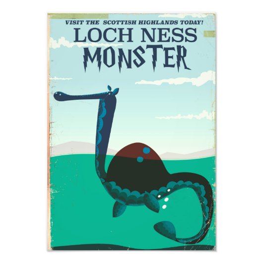 ネス湖のモンスター おもしろ トラベルポスター フォトプリント            (正面)