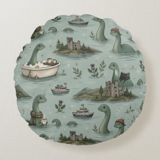 ネス湖のモンスター ラウンドクッション (正面)