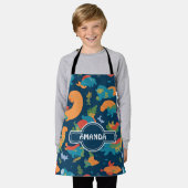 ネス湖の怪物の虹のパタカラフルーン エプロン (着用した状態)