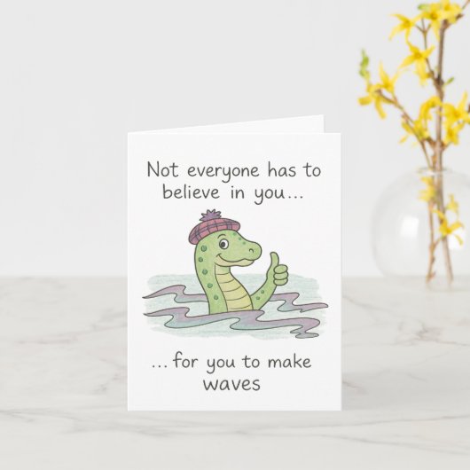 ネス湖の怪獣、波をやる気を起こさせる作る カード (黄色い花)