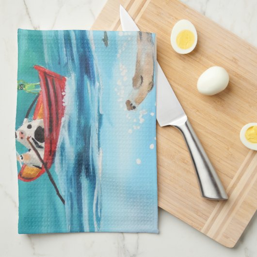 ネス湖モンスター水中絵を描くGブルース キッチンタオル (四つ折り)