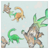 ネス湖Merm-squatchの人魚のサスカッチの生地 ファブリック (クローズアップ)