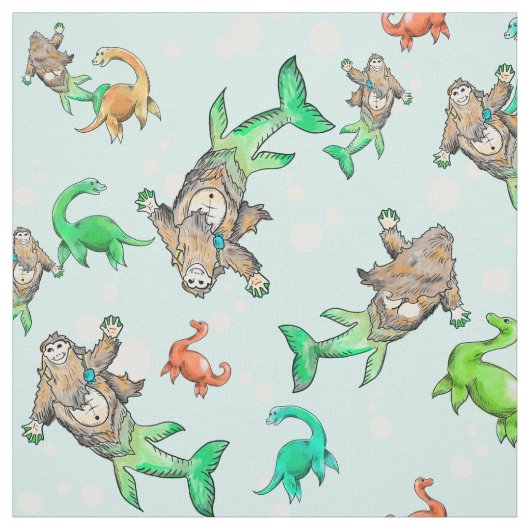 ネス湖Merm-squatchの人魚のサスカッチの生地 ファブリック (見本)