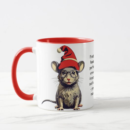 ネズミおもしろいの休日の生存のヒント マグカップ (左)