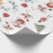 ネズミお洒落と花模様付きくるみ割り ラッピングペーパー (角)