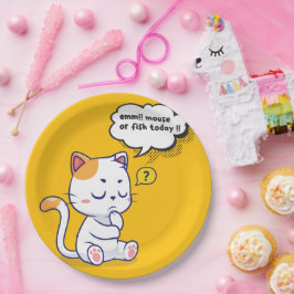 ネズミか魚？ペットおもしろいの深いの考え猫が ペーパープレート