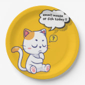 ネズミか魚？ペットおもしろいの深いの考え猫が ペーパープレート (正面)