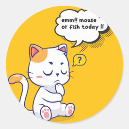 ネズミか魚？ペットおもしろいの深いの考え猫が ラウンドシール