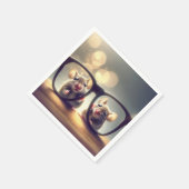 ネズミが眼鏡越しに スタンダードカクテルナプキン (角)