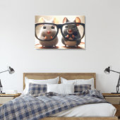 ネズミが黒い眼鏡の後ろから覗き込む キャンバスプリント (インサイチュ (寝室))