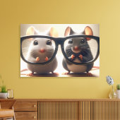 ネズミが黒い眼鏡の後ろから覗き込む キャンバスプリント (インサイチュ (リビング))