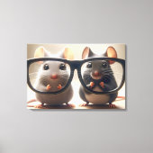 ネズミが黒い眼鏡の後ろから覗き込む キャンバスプリント (正面)