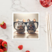 ネズミが黒い眼鏡の後ろから覗き込む スタンダードカクテルナプキン (インサイチュ)