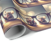 ネズミが黒い眼鏡を通してじっと見る ラッピングペーパー (ロールコーナー)