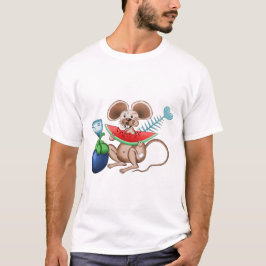 ネズミさん、食事を楽しむTシャツ Tシャツ