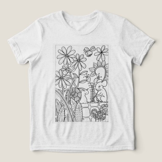 ネズミとカタツムリの花 トライブレンドＴシャツ (デザイン正面)